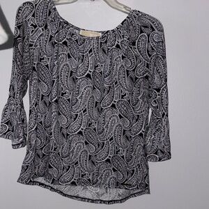 Michael Kors Black and White Paisley Blouse